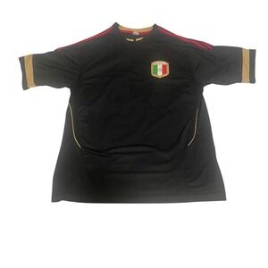 Mexico Soccer Jersey GOOL Futbol Tee Black Gold Red Crest Mens